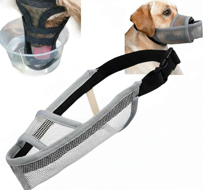 犬 口輪 マズル 小型 中型 大型 拾い食い 防止 噛み防止 (グレー, L)