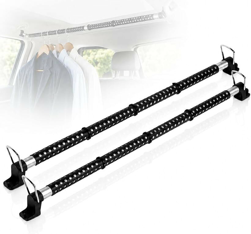 バリエーションコード : 2brqs5fn95商品コード2brqql4cpk商品名車用ハンガーバー 車内収納バー 伸縮自在 滑り止め 穴あき 釣り竿 衣類 ロッドホルダー 車中泊 キャンプ 簡単取付ブランド内田生活寸法本舗サイズ等2本セット用「伸縮自在で幅広い車種に対応」 91cmから162cmまで無段階で長さ調節が可能で、 軽自動車からミニバン、大型SUVまでほとんどの車種の車内幅にぴったりフィットします。「滑り止め＆独自の穴あき設計」 バー表面にはハンガーを一定間隔でしっかり固定する独自の穴あき加工（滑り止めラバー）を施しており、走行中の振動や急ブレーキ時でも荷物がズレたり一箇所に固まるのを強力に防ぎます。「多目的で賢い車内整理」 大切なスーツや着替えのシワ防止はもちろん、釣り用のロッドホルダーとしてや 長尺物の積載にも大活躍。車内のデッドスペースである天井付近を有効活用し、足元や座席を広く快適に保てます。「選べるセット」 工具不要で簡単取付: 両端のフックを車内のアシストグリップ（手すり）に引っ掛けるだけで数秒で設置完了。特別な道具は一切不要です。2本セットで使用すれば、ネットを組み合わせてさらに収納アレンジの幅が広がります。「製品仕様」材質：高品質ステンレス鋼、滑り止めラバー、ABS樹脂 サイズ：長さ 約91cm～162cm（伸縮自在）、耐荷重 約22kg 用途：自動車内でのハンガー・衣類収納、釣り竿（ロッドホルダー）の固定、キャンプ・アウトドア用品の積載、車中泊時の空間活用など※ 他ネットショップでも併売しているため、ご注文後に在庫切れとなる場合があります。予めご了承ください。※ 品薄または希少等の理由により、参考価格よりも高い価格で販売されている場合があります。ご注文の際には必ず販売価格をご確認ください。※ 沖縄県、離島または一部地域の場合、別途送料の負担をお願いする場合があります。予めご了承ください。※ お使いのモニタにより写真の色が実際の商品の色と異なる場合や、イメージに差異が生じることがあります。予めご了承ください。※ 商品の詳細（カラー・数量・サイズ 等）については、ページ内の商品説明をご確認のうえ、ご注文ください。※ モバイル版・スマホ版ページでは、お使いの端末によっては一部の情報が表示されないことがあります。すべての記載情報をご確認するには、PC版ページをご覧ください。