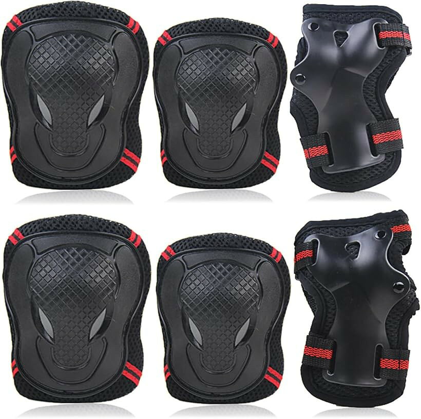 キッズ プロテクター 6点セット 自転車等 レッド L (レッド, L)