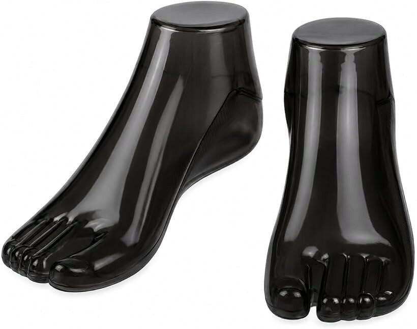 フットトルソー レディース 足首まで 22cm 左右セット 靴用ディスプレイ フットマネキン 撮影用 フリマ 出品用 靴下 展示用 (ブラック, 22cm（左右セット）)