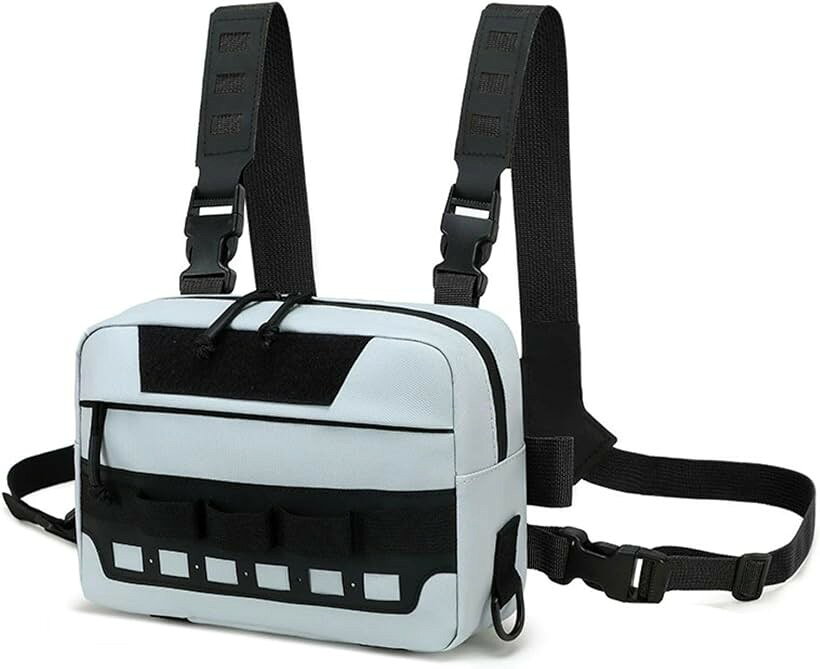 フィッシング バッグ 釣り ランガン 穴 収納 軽量 アウトドア 登山 サイクリング タクティカル (ホワイト, M)