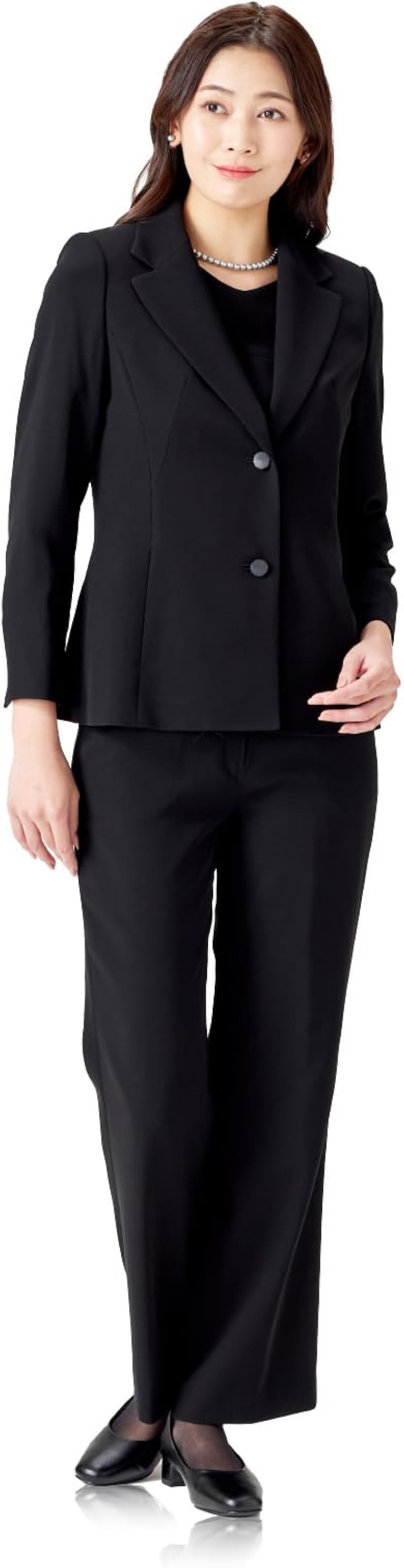 喪服 レディース 礼服 ブラックフォーマル ウォッシャブル 洗える 後開き 春 夏 秋 冬 用 オールシーズン 3点セット パンツ スーツ 準喪服 30代 40代 50代 (［25］ ウォッシャブル 後開き 3点セット, 13 号)