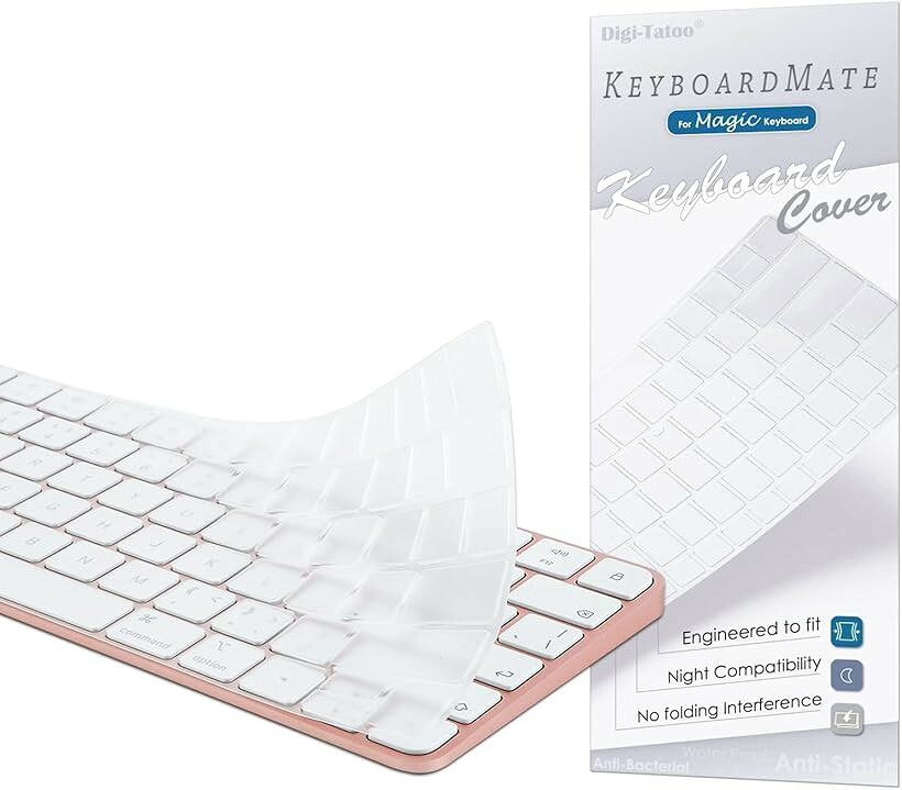 iMac Magic Keyboard用キーボードカバー 対応英語US配列 - M4チップ 24インチ スキン Model A3203/A2450 IDなし (透明, A3203/A2450 (US・No Touch ID・テンキーなし))