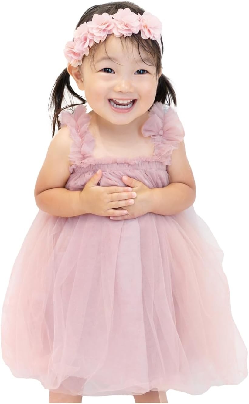 ベビードレス 女の子 チュールスカート ヘッドドレス付き 夏 プリンセス ワンピー...