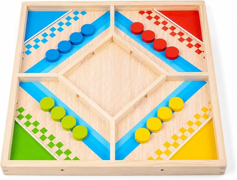 対戦型 卓上ボードゲーム 弾弾棋 2in1 木製 親子 指弾き スピード 6歳以上 (レッド)