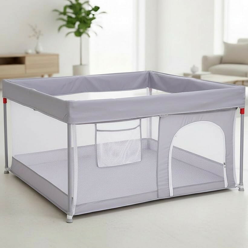 Hugmuu ハグムー ライトベビーサークル 折りたたみ メッシュ 正方形 120x120cm 軽...
