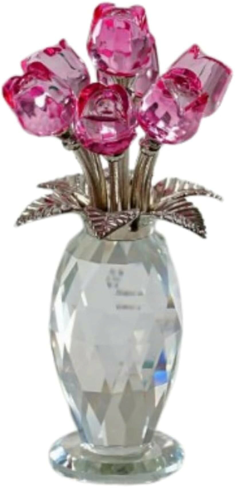 結婚記念日プレゼント 妻 人気 クリスタル バラ 枯れない花 薔薇 花束 インテリア 置物 誕生日プレゼント 女性 結婚祝い クリスマス バレンタインデー に適用 母親 (ピンク, 7.3x14.3)