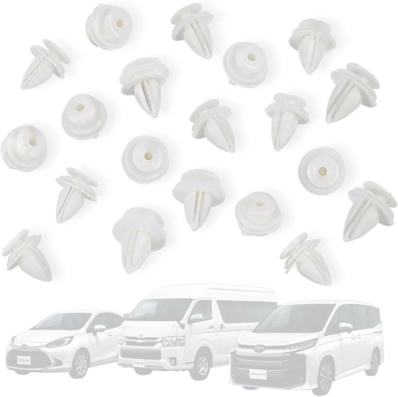 商品コード2bk6ptvwxw商品名互換品 トヨタ 用 トリムクリップ 20個 90467-10161 内張り クリップ 8.5mm 穴径 サイドドア バックドアブランドKanoan「セット内容」 ・トリムクリップx20個 ＊取扱説明書は付属しておりません。＊取り付けに関するサポートおよびお問い合わせには対応しておりません。＊専門の業者様、または整備士へ取り付けをご依頼ください。「適合車種（参考） 参考純正品番 90467-10161」 ・ アクア NHP10系、RAV4、C-HR、エスクァイア、ノア、ハイエース、ハリアー、アルファード、ヴェルファイア、ライズ、タントカスタム、タフト、ロッキーなど ＊同一車種でも、年式・型式・グレード・取り付け箇所によってクリップの形状やサイズが異なる場合があります。＊車種名のみで判断せず、現在装着されているクリップと商品の形状・寸法・純正品番を比較したうえでご購入ください。＊本商品は純正部品ではなく、互換品です。「サイズ」 全体サイズ：約φ18.0x15.0mm 適合穴径：約φ8.5mm 適合板厚：約0.7～1.6mm「商品説明」 トヨタ・ダイハツ車系の内装パネルなどに使用される、参考純正品番「90467-10161」互換のトリムクリップ20個セットです。サイドドアやバックドア、トランクルーム、ピラー、グリル周辺などの内張りを固定するクリップとして使用できます。内装部品の取り外し時に破損したクリップや、紛失・劣化したクリップの交換、車内パーツの修理・補修などにご使用ください。※ 他ネットショップでも併売しているため、ご注文後に在庫切れとなる場合があります。予めご了承ください。※ 品薄または希少等の理由により、参考価格よりも高い価格で販売されている場合があります。ご注文の際には必ず販売価格をご確認ください。※ 沖縄県、離島または一部地域の場合、別途送料の負担をお願いする場合があります。予めご了承ください。※ お使いのモニタにより写真の色が実際の商品の色と異なる場合や、イメージに差異が生じることがあります。予めご了承ください。※ 商品の詳細（カラー・数量・サイズ 等）については、ページ内の商品説明をご確認のうえ、ご注文ください。※ モバイル版・スマホ版ページでは、お使いの端末によっては一部の情報が表示されないことがあります。すべての記載情報をご確認するには、PC版ページをご覧ください。「ご注意」本製品は対象機種に対応した交換用製品です。メーカーが製造・販売する製品ではありません。掲載しているメーカー名・機種名は適合機種を示すためのものであり、メーカーとの提携・認証・保証等を示すものではありません。