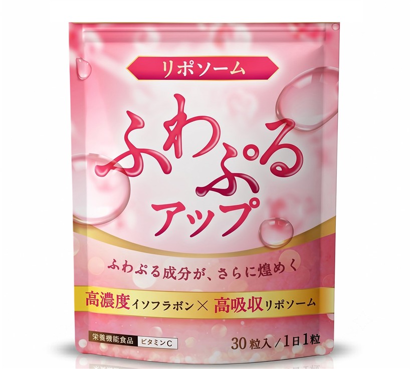 ふわぷるアップ 大豆イソフラボン リポソーム ワイルドヤム エラスチン ザクロ チェストツリー 栄養機能食品 ビタミンC (1袋入り)