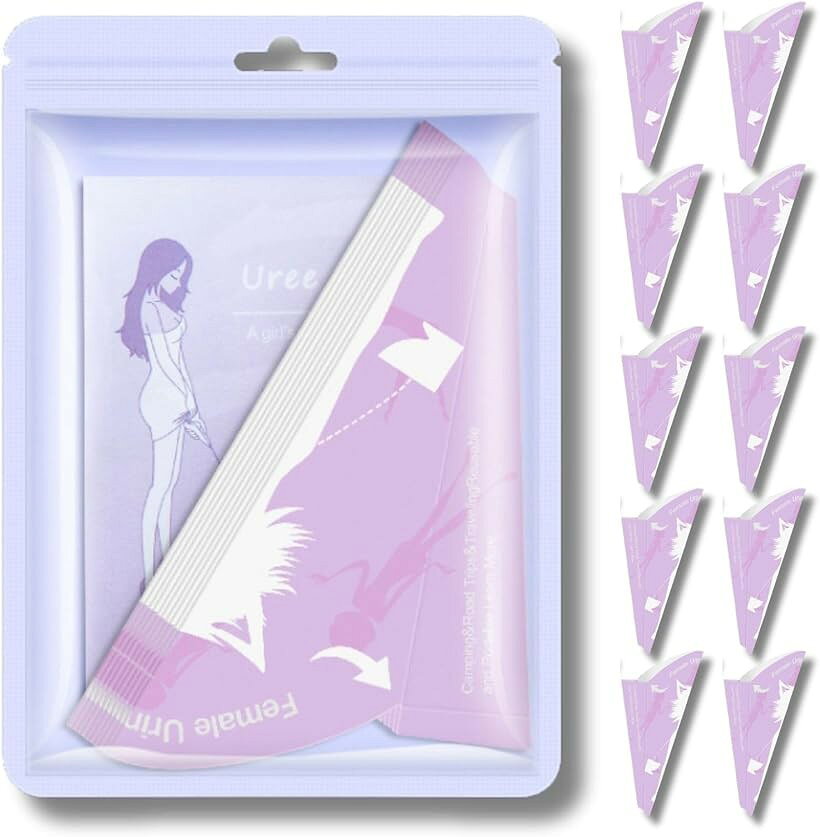 女性用 排尿補助器 使い捨て 立ってできるトイレ 携帯型 簡易トイレ アウトドア キャンプ 登山 防災グッズ 妊婦 不衛生トイレ対策 (パープル)