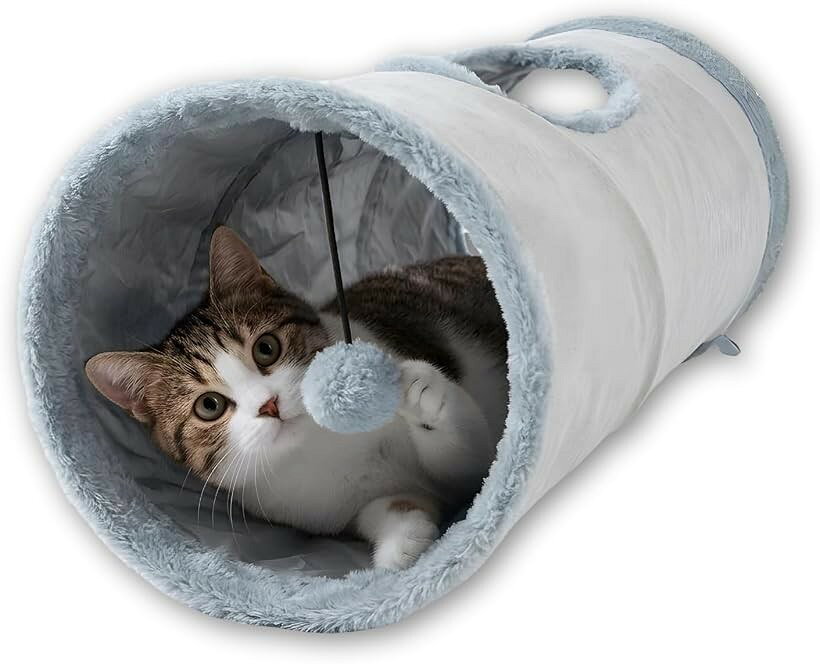 猫まっしぐら トンネル おもちゃ 一人遊び 人気 用品 キャットトンネル ボール 折りたたみ (アッシュグレー)