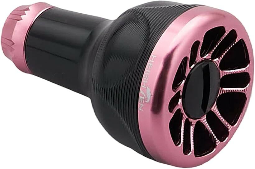 新型2.0 24.5mm リール ハンドル ノブ 8.5g シマノ ダイワ 通用 Shimano Type Daiwa 70航空アルミ製 Engine Series (V2.0 - ブラック＆桜ピンク, 直径24.5mm)