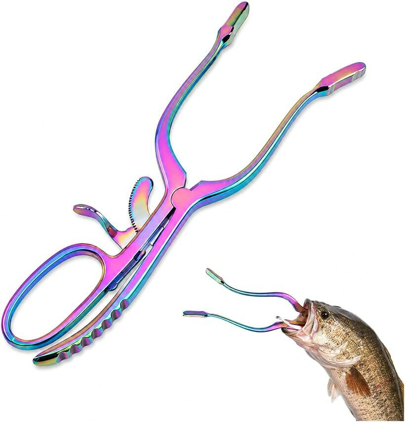 釣り用 フィッシュ マウスオープナー 黒魚 ルアー フックリムーバー ステンレス (レインボー, 中)