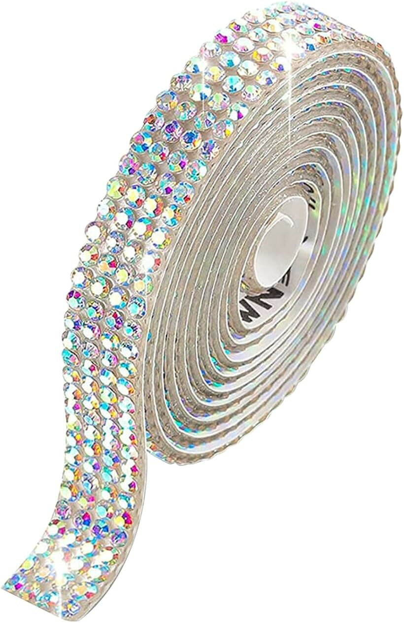 ラインストーン テープ キラキラ 自粘着 デコシール 長さ90cm 手芸 DIY用 (オーロ...