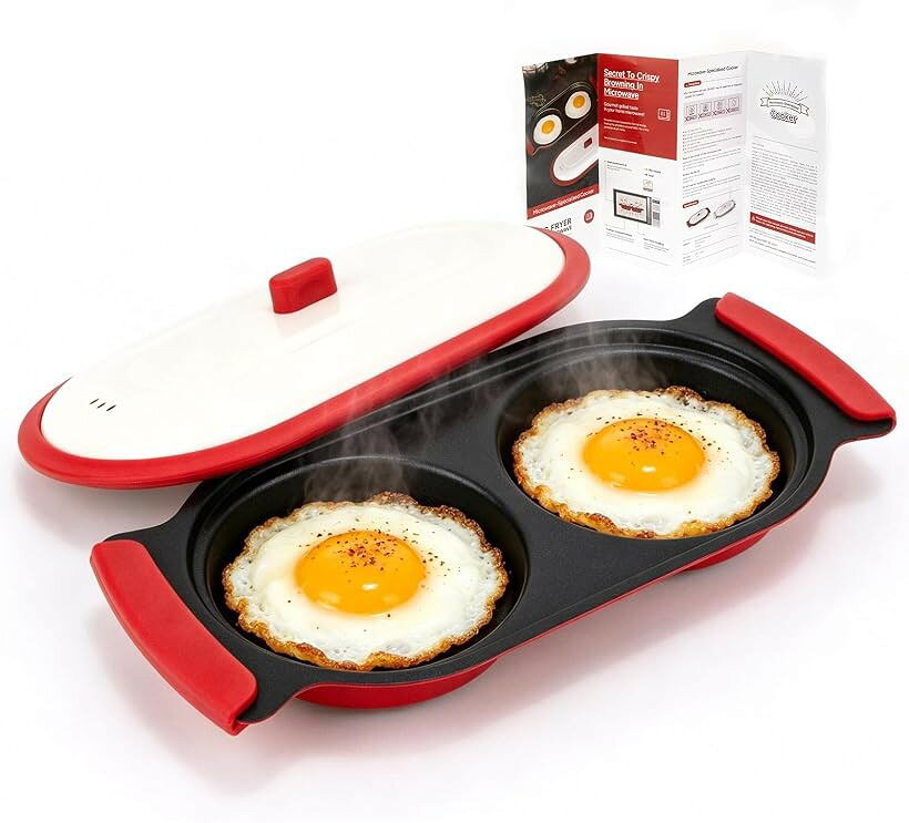 電子レンジ調理器 エッグクッカー 2個用 目玉焼きメーカー レンジで目玉焼き 卵調理器 フタ付き 蒸気穴付き ノンスティック 食洗機対応 フライパン不要 火を使わない 時短 朝食 全3サイズ