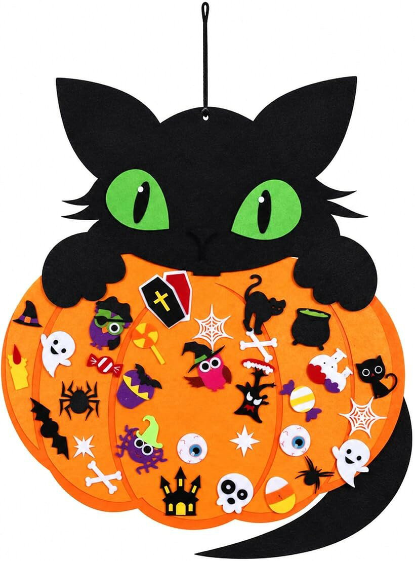 バリエーションコード : 2bk3s6qlqp商品コード2bk3syr8fp商品名ハロウィン飾り魔女帽子かぼちゃ黒猫フェルト壁飾り 付け替えオーナメント 収納 壁 ドア 店舗装飾ブランドノーブランド品カラー黒猫かぼちゃサイズ等長さ45 cm x 幅30 cmハロウィンの空間づくりを一枚で華やかに整えられる、フェルト製の壁飾りです。魔女帽子をかぶったかぼちゃと、かぼちゃの上から顔をのぞかせる黒猫の2デザインを用意しました。どちらも離れた場所から形が分かりやすい大判サイズで、玄関、リビング、廊下、ドアなどに吊り下げるだけで季節感のある飾り付けを楽しめます。フェルトならではのやわらかな風合いと、オレンジ、紫、黒を基調とした配色が空間に彩りを添えます。自宅で家族や友人と飾る場面に加え、お菓子店、玩具店、催事売場、受付まわりなどのディスプレイにも取り入れられます。魔女帽子かぼちゃは、本体1枚と飾り49個を合わせた全50ピースです。完成時の大きさは高さ約85cm、幅約54cm、重さは約200gです。黒猫かぼちゃは、黒猫とかぼちゃの本体2ピースと、取り付け用パーツ33ピースを合わせた全35ピースです。完成時の大きさは高さ約77cm、幅約64cm、重さは約250gです。2種類は形状、寸法、重量、セット数が異なるため、設置する場所や好みの雰囲気に合わせて選べます。いずれも縦横に広がりがあり、壁面やドアの飾りとして見つけやすく、ハロウィンらしいモチーフをまとめて楽しめる構成です付属のフェルトパーツは、かぼちゃ部分や本体の飾り付け面へ自由に取り付けられます。おばけ、コウモリ、キャンディ、クモの巣、目玉、骨、帽子など、ハロウィンを連想させる図柄を組み合わせ、間隔や並び方を変えながら自分らしいレイアウトを作れます。一度完成させた後も付け替えられるため、飾る場所やその時の気分に合わせて構成を変えられます。家族や友人と相談しながら配置を考えたり、店舗の売場に合わせて見え方を調整したりと、完成形を一つに決めずに楽しめる壁飾りです。貼り替える際はパーツを丁寧に扱い、形を整えてから配置してください。壁面やドアへ吊り下げて飾れるため、床や棚の場所を広く使わずにハロウィンの演出を加えられます。玄関では来客を迎える装飾として、リビングでは季節の集まりを彩る背景として、廊下や室内ドアでは空いている面を活用した飾りとして取り入れられます。自宅だけでなく、ケーキ店、菓子売場、玩具店、雑貨店、イベント受付などにもなじみ、商品棚やカウンター付近の壁面に季節感を添えます。黒猫とかぼちゃ、魔女帽子とかぼちゃという分かりやすい輪郭により、装飾を置ける面積が限られた場所でも、壁を使ってハロウィンの雰囲気を伝えられます。フェルト素材のやわらかな見た目を生かしながら、色と形の異なるパーツを何度も組み替えて楽しめます。飾るたびに配置を変えられるため、毎回同じ仕上がりにする必要がなく、玄関用、室内用、店舗用など場所に合わせた見せ方ができます。飾り付けを終えた後は、本体とパーツを分けてまとめて保管でき、次のハロウィンにも繰り返し活用できます。保管する際は、パーツの折れや強い圧迫を避け、形を整えた状態でまとめてください。大判の本体と多彩なフェルトパーツを組み合わせることで、飾る工程から完成した壁面を眺める時間まで楽しめるセットです。※ 他ネットショップでも併売しているため、ご注文後に在庫切れとなる場合があります。予めご了承ください。※ 品薄または希少等の理由により、参考価格よりも高い価格で販売されている場合があります。ご注文の際には必ず販売価格をご確認ください。※ 沖縄県、離島または一部地域の場合、別途送料の負担をお願いする場合があります。予めご了承ください。※ お使いのモニタにより写真の色が実際の商品の色と異なる場合や、イメージに差異が生じることがあります。予めご了承ください。※ 商品の詳細（カラー・数量・サイズ 等）については、ページ内の商品説明をご確認のうえ、ご注文ください。※ モバイル版・スマホ版ページでは、お使いの端末によっては一部の情報が表示されないことがあります。すべての記載情報をご確認するには、PC版ページをご覧ください。