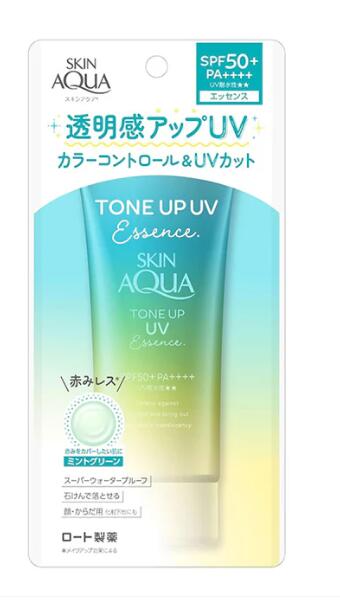 スキンアクア トーンアップUVエッセンス ミントグリーン　80g（日焼け止めエッセンス）　 SPF50+ PA++++　顔　からだ用　化粧下地にも　ロート製薬 　ポスト投函
