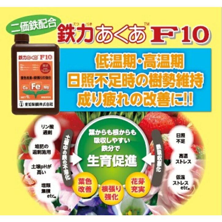 愛知製鋼　鉄力あくあF10　20リットル　二価鉄イオン配合　養液栽培　葉面散布　植...