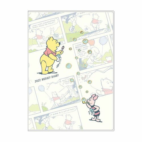 B6 ウィークリー くまのプーさん 2022年 手帳 コミックデザイン しゃぼん玉 ディズニー APJ 週間 10月始まり ダイアリー キャラクタースケジュール帳 令和4年 手帖 メール便可 マシュマロポップ