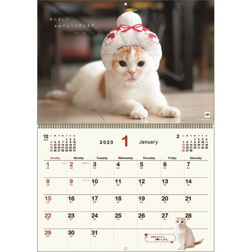 2023Calendar ポッケ 壁掛けカレンダー2023年 スケジュール ねこ APJ 動物写真 書き込み インテリア 令和5年暦 予約 マシュマロポップ