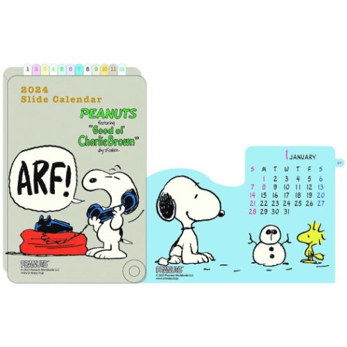 2024Calendar スヌーピー 卓上カレンダー2024年 スライドカレンダー ピーナッツ APJ インテリア 令和6年暦 メール便可 マシュマロポップのサムネイル