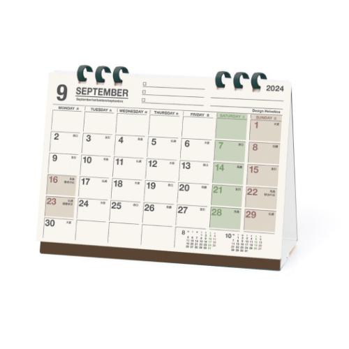 2025Calendar Design Helvetica 卓上 卓上カレンダー2025年 エコタイプ 月曜始まり ペンホルダー付き スケジュール APJ 書き込み 実用 予定表 シンプル オフィス 令和7年暦 メール便可 マシュマロポップ