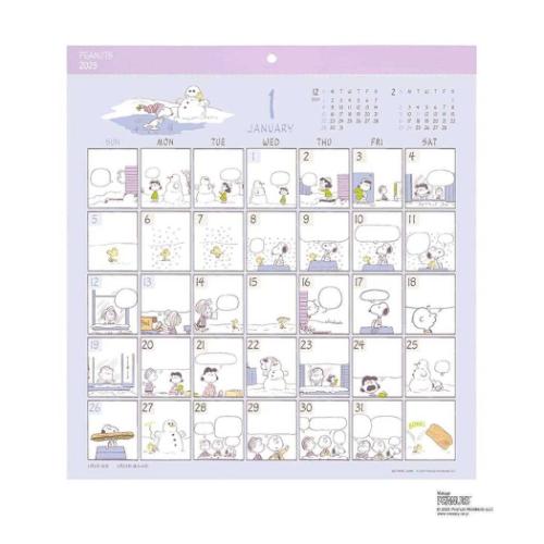 2025Calendar スヌーピー 壁掛けカレンダー2025年 コミックデザイン ピーナッツ APJ 書き込み 便利 予定表 令和7年暦 マシュマロポップのサムネイル