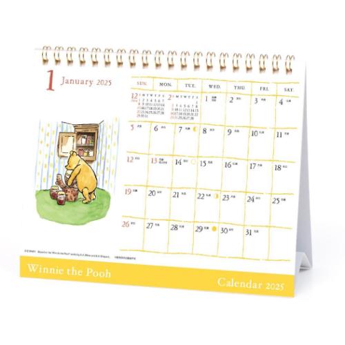 2025Calendar くまのプーさん 卓上カレンダー2025年 クラシックプー ディズニー APJ 書き込み インテリア 令和7年暦 メール便可 マシュマロポップのサムネイル