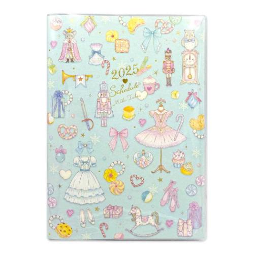 B6ウィークリー手帳2025 たけいみき 2025年週間ダイアリー くるみ割り人形 クローズピン 10月始まり スケジュール帳 ガーリーイラスト 令和7年手帖 メール便可 マシュマロポップ