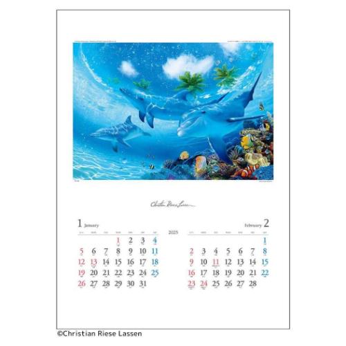 2025 Calendar クリスチャン リース ラッセン 壁掛けカレンダー2025年 ART トーダン 海外作家 アート インテリア 令和7年暦 マシュマロポップ