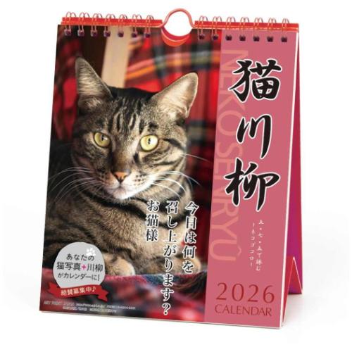 2026Calendar 猫川柳 壁掛け＆卓上カレンダー2026年 週めくり スケジュール ねこ APJ 動物写真 書き込み インテリア 令和8年暦 メール便可 マシュマロポップ