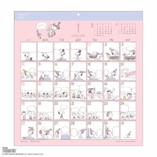 2026Calendar スヌーピー コミックデザイン PEANUTS 壁掛けカレンダー2026年 スケジュール ピーナッツ ..