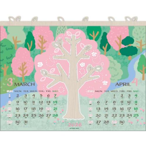 2026Calendar Treeストーリー壁掛け 壁掛けカレンダー2026年 APJ ナチュラル ガーリー インテリア 令和8年暦 マシュマロポップ 2