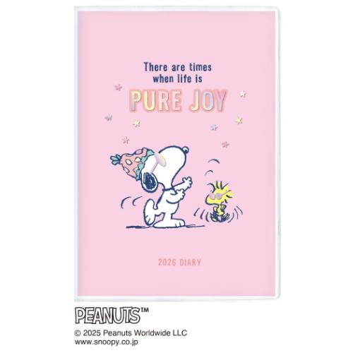 A6マンスリー手帳2026 スヌーピー 2026年月間ダイアリー ダンス ピーナッツ APJ キャラクタースケジュール帳 令和8年手帖 メール便可 マシュマロポップ