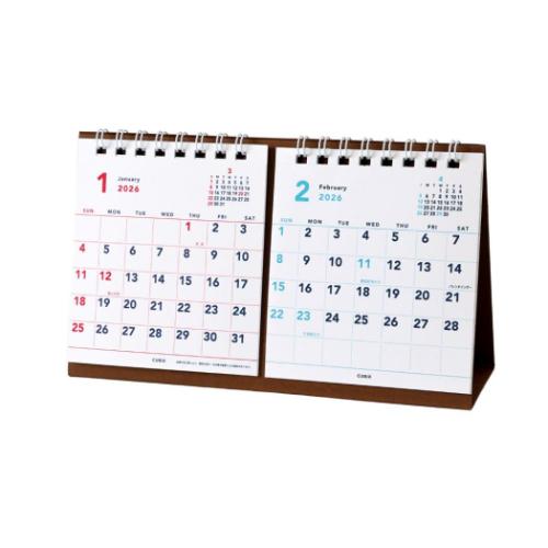 2026Calendar ベーシック プチ卓上2ヶ月カレンダー 卓上カレンダー2026年 ホワイト スケジュール エムプラン 実用 書き込み シンプル ビジネス 令和8年暦 メール便可 マシュマロポップ