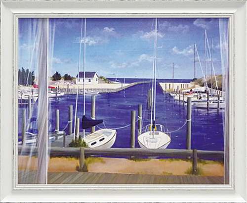 取寄品 キャロルサクス ウィンドウズ オン デヴォン ハーバー 額付き ポスター インテリアアート