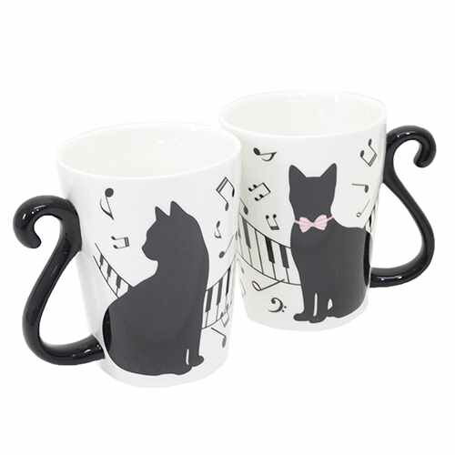 黒猫マグカップ クロネコ マグカップ ペアマグカップ2個セット ピアノ アルタ かわいい 新婚祝い ギフト食器