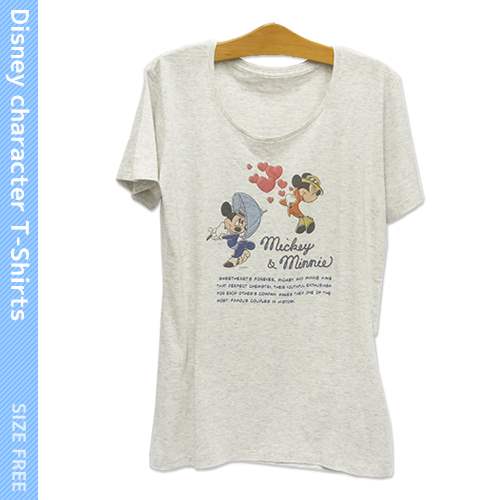 レディースT-SHIRT ヘザーグレー ミッキー＆ミニー Tシャツ ディズニー 女性用 かわいい ティーンズ 雑貨 メール便可 マシュマロポップ ティーンズ 雑貨 マシュマロポップ