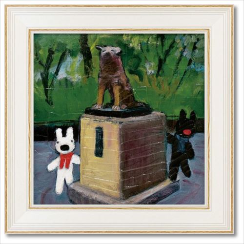 アートフレーム Mサイズ 待ち合わせ リサとガスパール フレンチアート 可愛い 額付き ポスター インテリアグッズ 取寄品 マシュマロポップ