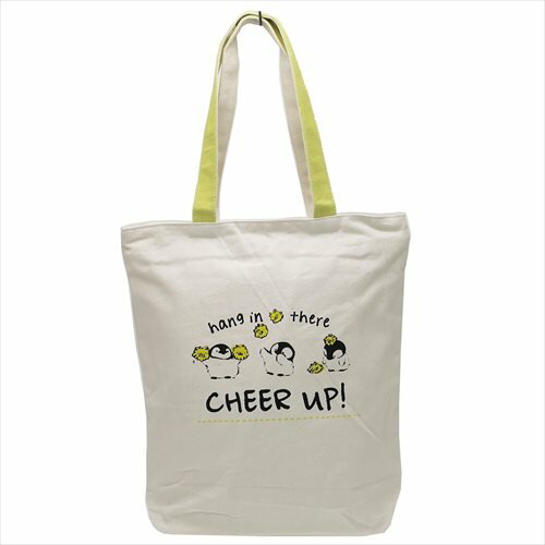 【天ファスナー付シンプル帆布トート】 ペンギン CHEER UP トートバッグ ミントイン 37.5×40×10cm 手提げかばん かわいいグッズ通販【あす楽】マシュマロポップ