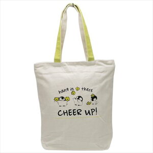 【天ファスナー付シンプル帆布トート】 ペンギン CHEER UP トートバッグ ミントイン 37.5×40×10cm 手提げかばん かわいいグッズ通販【あす楽】マシュマロポップ