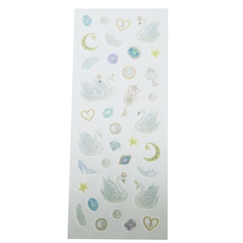 マスキングシール スワン たけいみき シールシート クローズピン DECOシール かわいい ガーリーイラストグッズ メール便可 マシュマロポップ