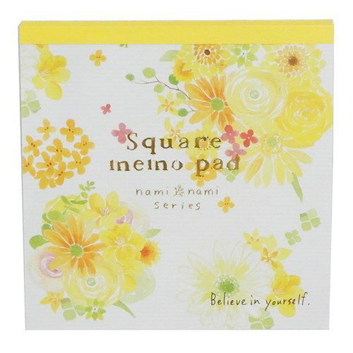 スクエア メモパッド イエローフラワー メモ帳 nami nami クローズピン 4柄100枚 プチギフト ガーリーイラストグッズ メール便可 マシュマロポップ