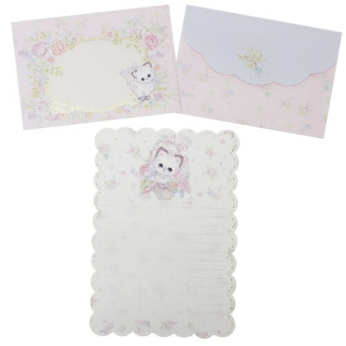 飴ノ森ふみか レターセット かわいい お手紙セット フラワー レターセット クローズピン 便箋 ＆ 封筒 かわいい ガーリーイラストグッズ メール便可 マシュマロポップのサムネイル