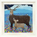 フラワーズ オブ ザ グレン AB-07512 アリサ ブラック 動物画 36.5x36.5cm ギフト 絵画 鹿 額付き ポスターインテリア 取寄品 マシュマ...