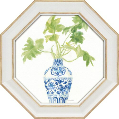 八角 ミニゲル アートフレーム パーム シノワズリ ホワイト3 ダンフイ ナイ 静物画 DN-02557 19.5x19.5cm 花 ギフト 額付き ポスターイ...