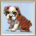 ロリポップ パピー Sサイズ オイルペイントアート 動物画 OP-07037 33x33cm 油絵 額付き 犬 かわいいインテリア 取寄品 マシュマロポップ