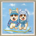 ニットキャップ ツイン Sサイズ オイルペイントアート 動物画 OP-07038 33x33cm 油絵 額付き 犬 かわいいインテリア 取寄品 マシュマロポップ