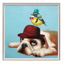 ハット ブラザーズ Mサイズ オイルペイントアート 動物画 OP-18020 63x63cm 油絵 額付き 犬 かわいいインテリア 取寄品 マシュマロポップ