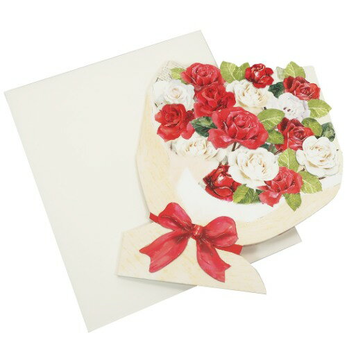 封筒付き 二つ折り メッセージボード M ブーケ型 色紙 ダイカット ばら クローズピン メッセージシール..